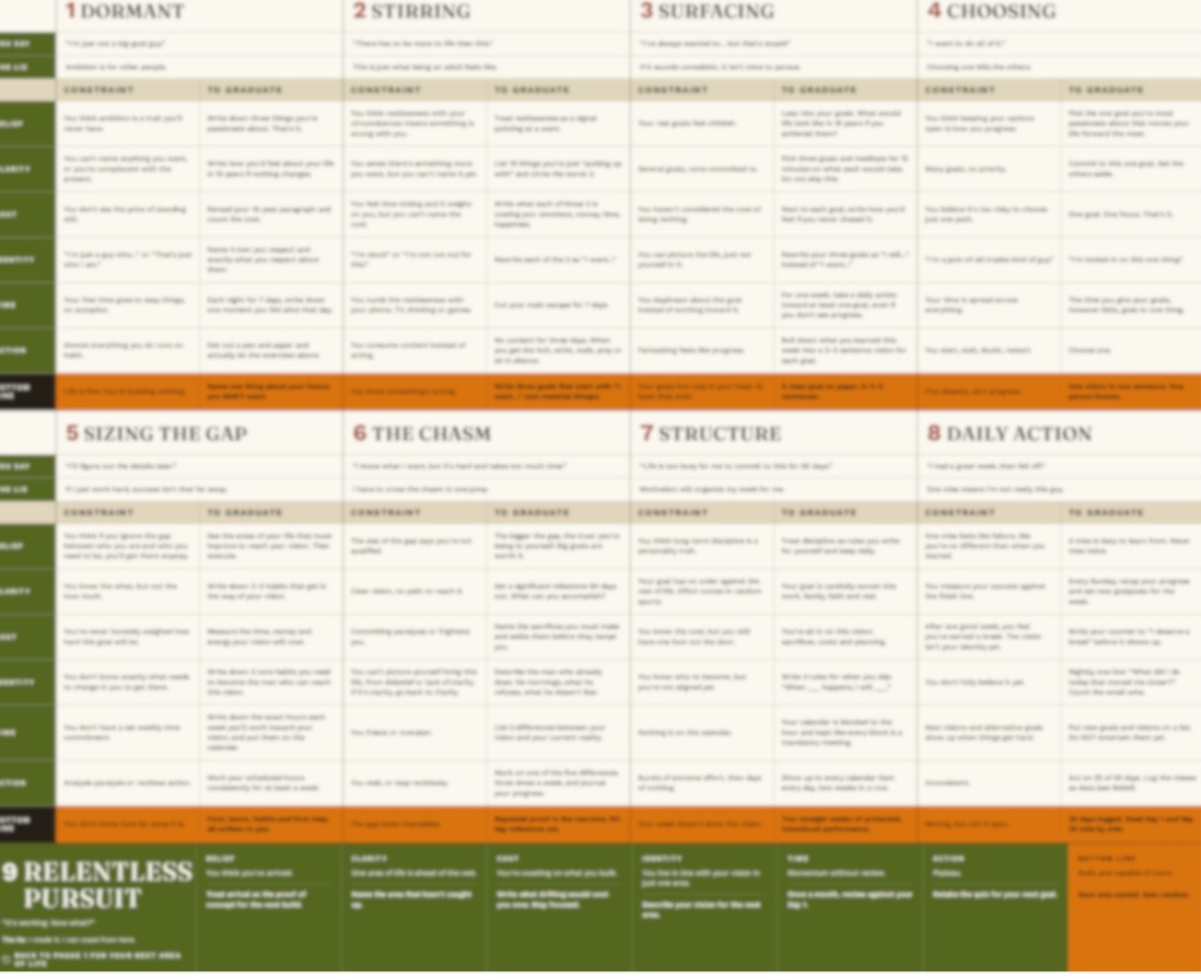 The full nine-phase Vision Roadmap, blurred until you see your result
